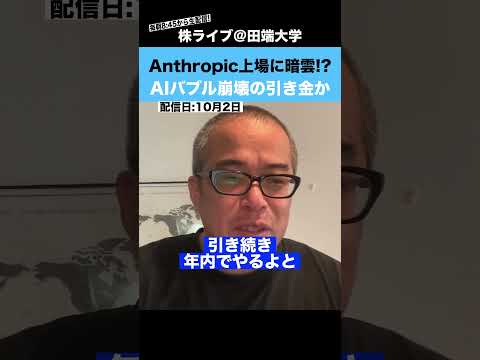 AnthropicのIPOに暗雲!?AIバブル崩壊の引き金になるのか？（動画）